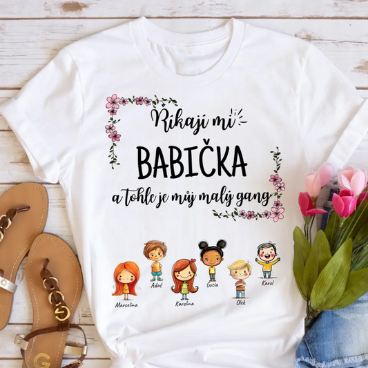 Rodinné tričko (personalizované) - Babička + 1-6 vnoučat #182