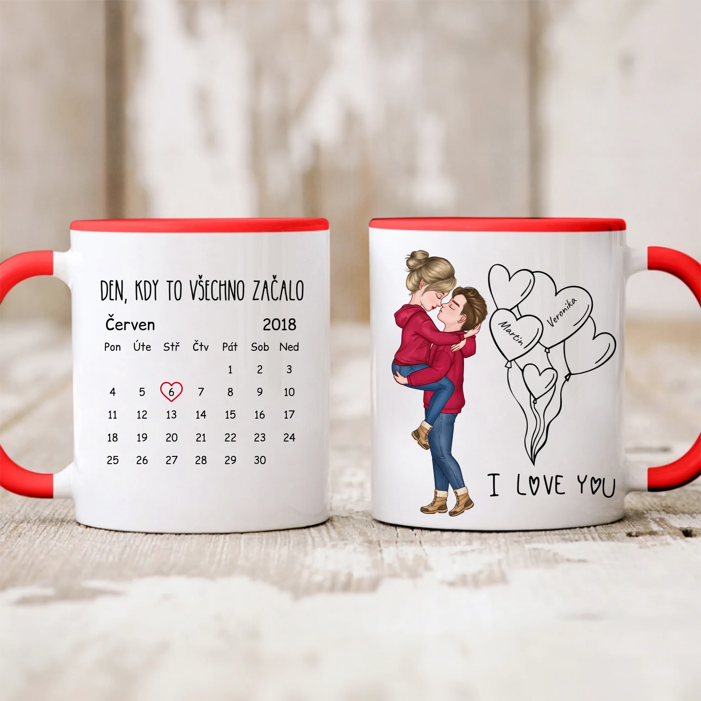 Hrnek pro páry s kalendářem - Personalizovaný - Valentýnský dárek #2665