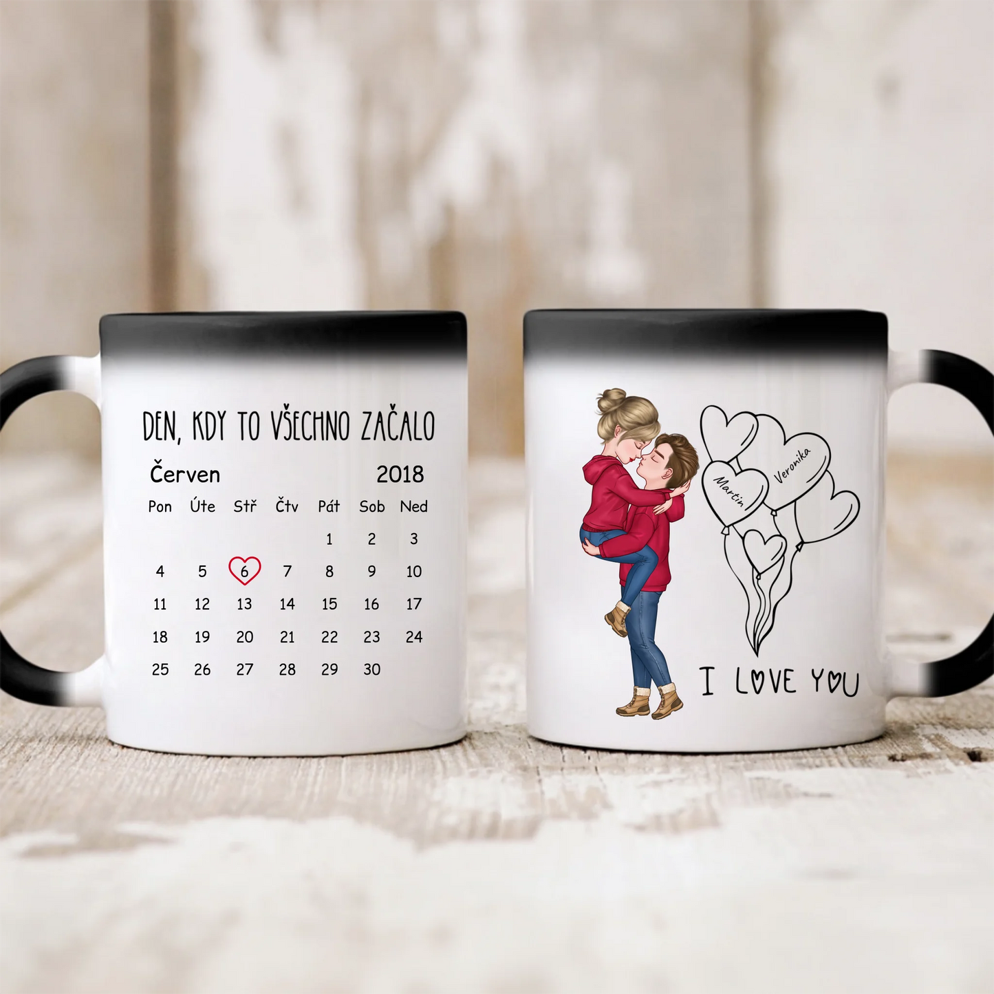 Hrnek pro páry s kalendářem - Personalizovaný - Valentýnský dárek #2665
