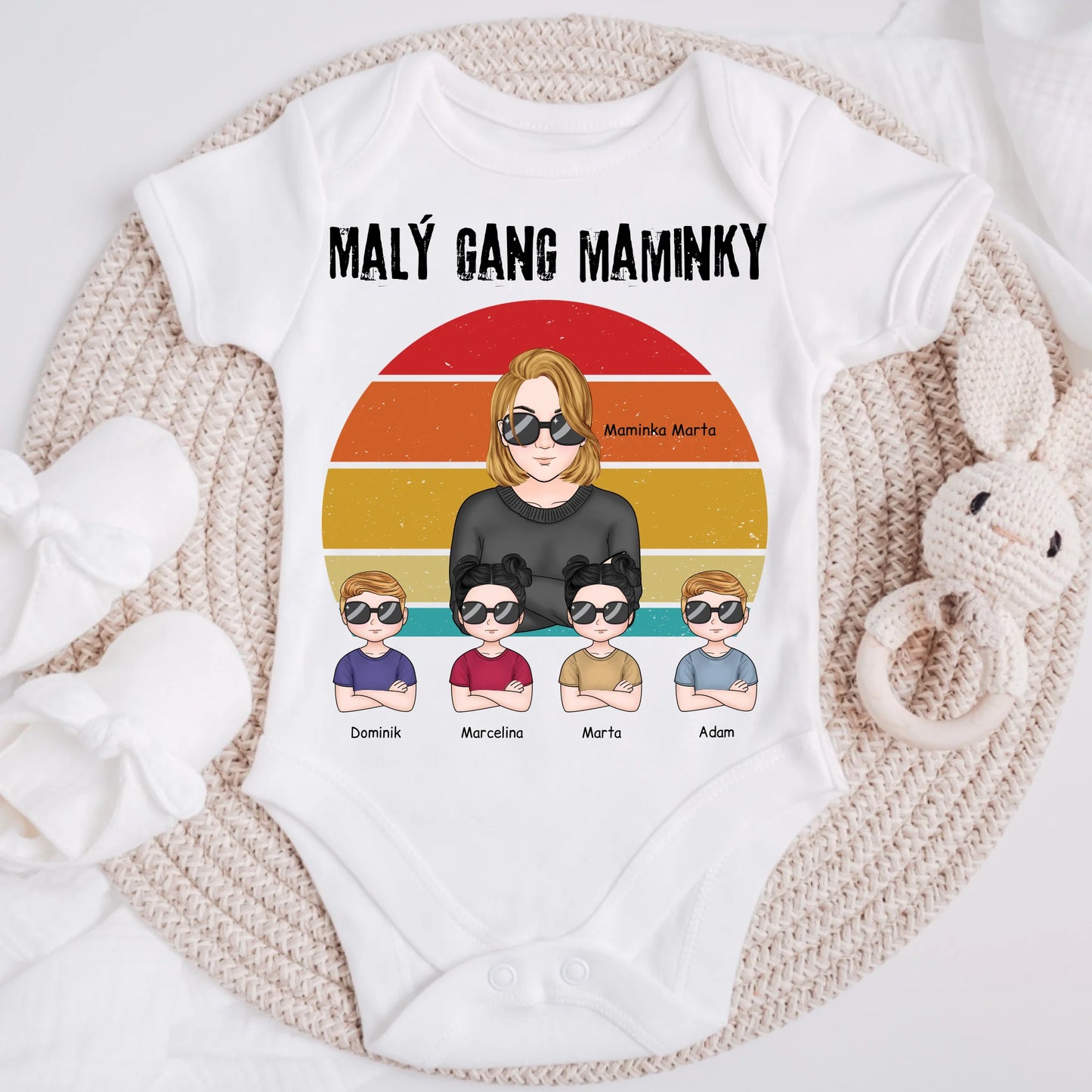 Tričko se vzorem pro maminku a děti – malý gang – Personalizované – Dárek ke Dni matek #811