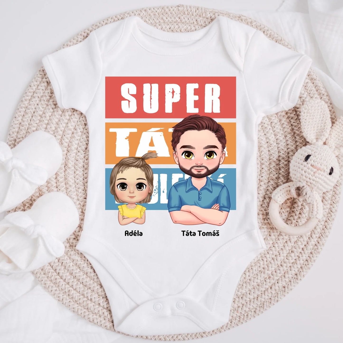 Tričko pro tátu - Super táta - Personalizované - Dárek ke Dni otců #2472