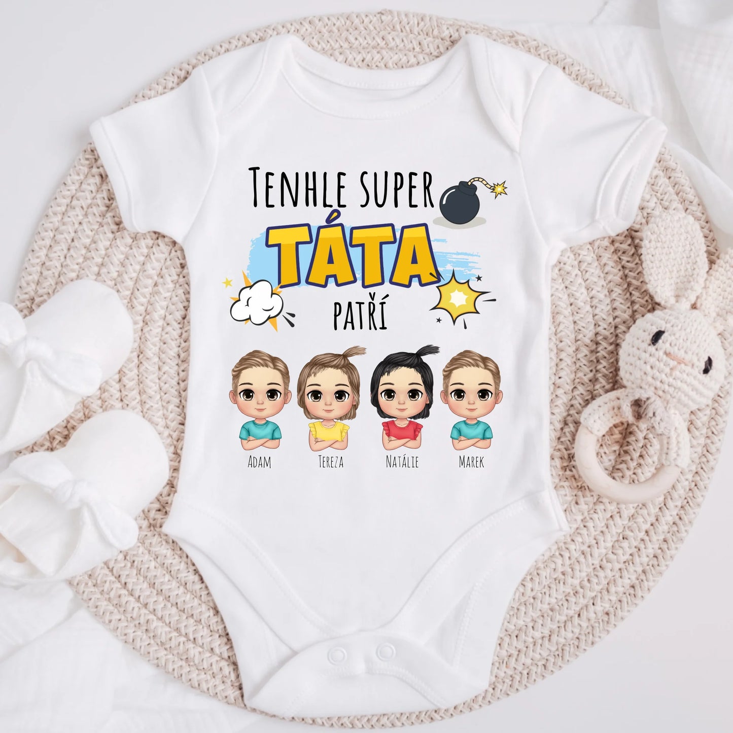 Tričko pro tátu a děti - Personalizované - Dárek ke Dni otců #4629