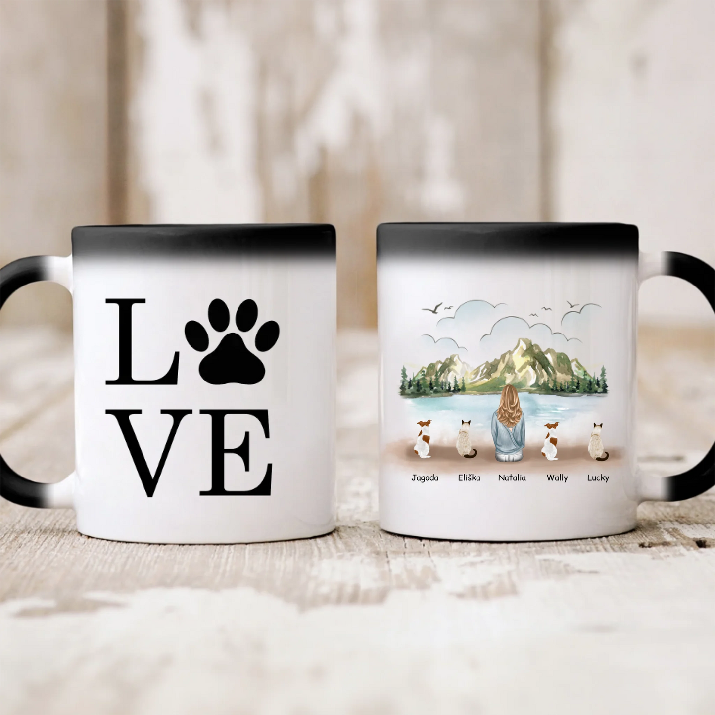 Hrnek žena + max. 4 domácí zvířata