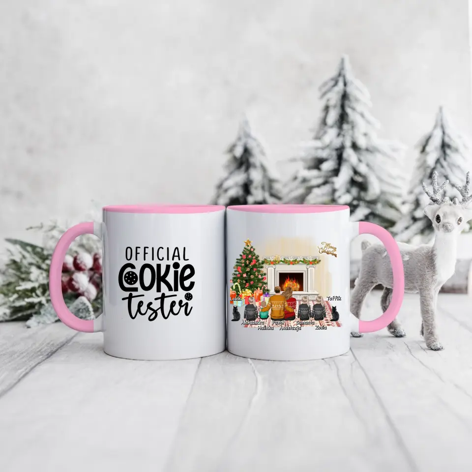 Rodinný hrnek - 2 osoby dospělí + až 4 děti + 1/2 domácích mazlíčků #Vánoce