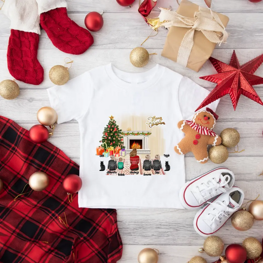 Vánoční trička pro rodinu - maminka + až 1-4 děti + 1-2 domácích mazlíčků #99