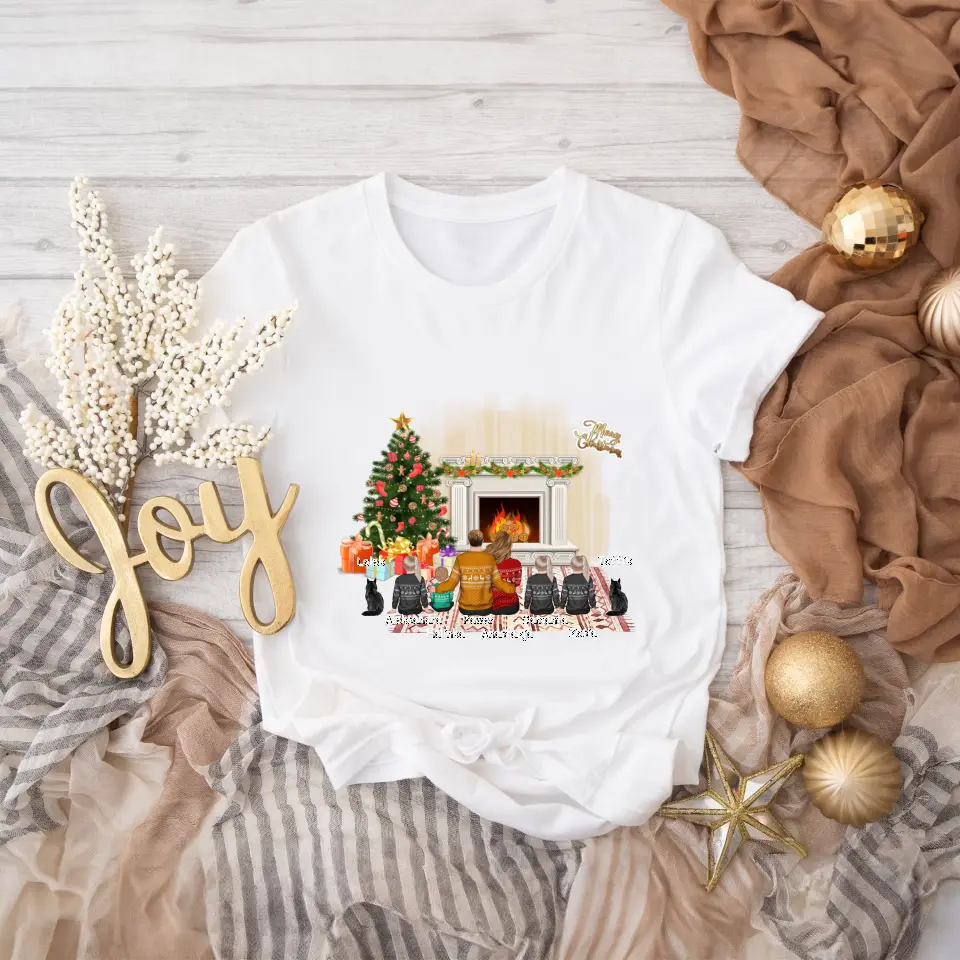 Vánoční trička pro rodinu - 2 osoby dospělí + až 1-4 děti + 1-2 domácích mazlíčků #93