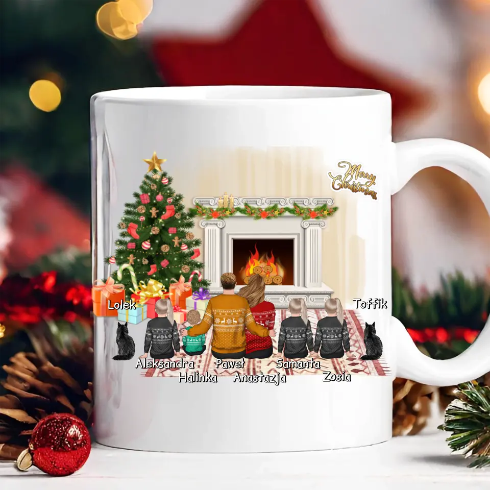 Rodinný hrnek - 2 osoby dospělí + až 4 děti + 1/2 domácích mazlíčků #Vánoce