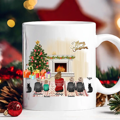 Rodinný hrnek - maminka + až 1-4 děti + 1/2 domácích mazlíčků #Vánoce