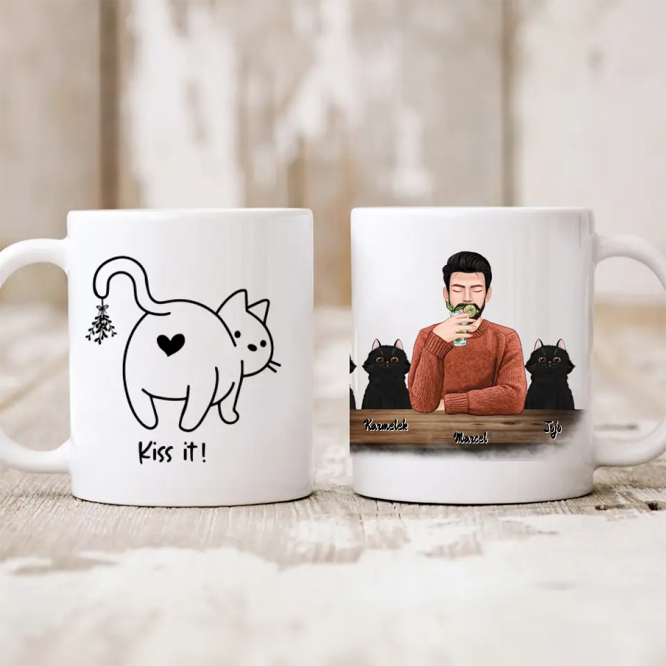 Hrnek s kočkou - muž + 1-3 domácí zvířata #1