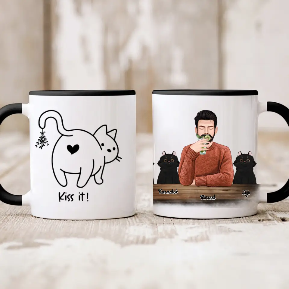Hrnek s kočkou - muž + 1-3 domácí zvířata #1