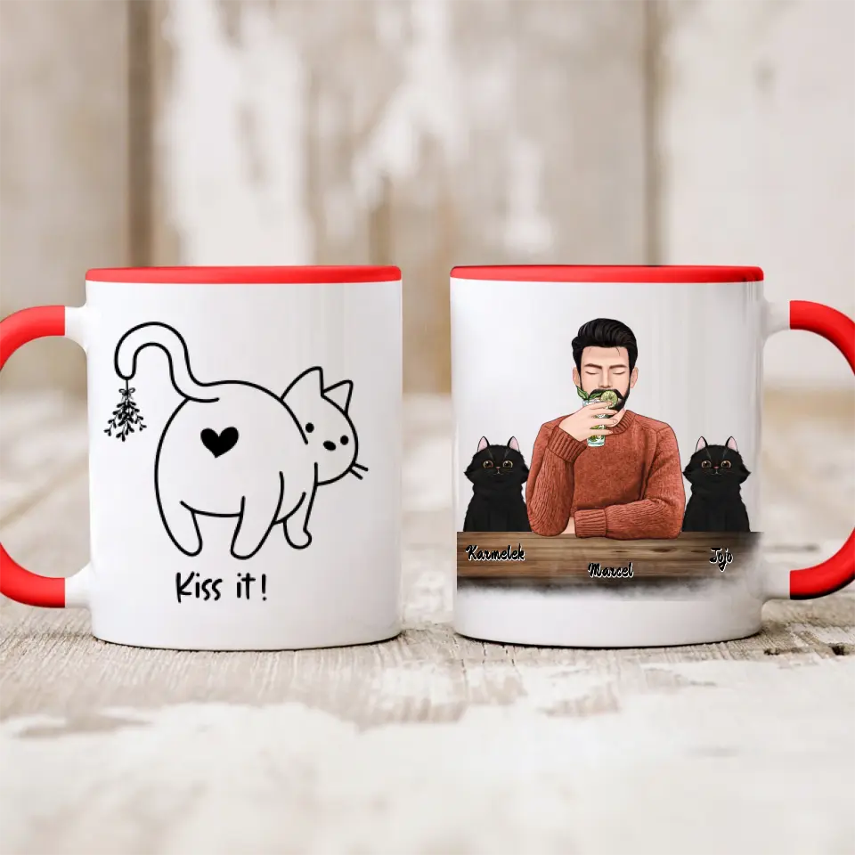 Hrnek s kočkou - muž + 1-3 domácí zvířata #1