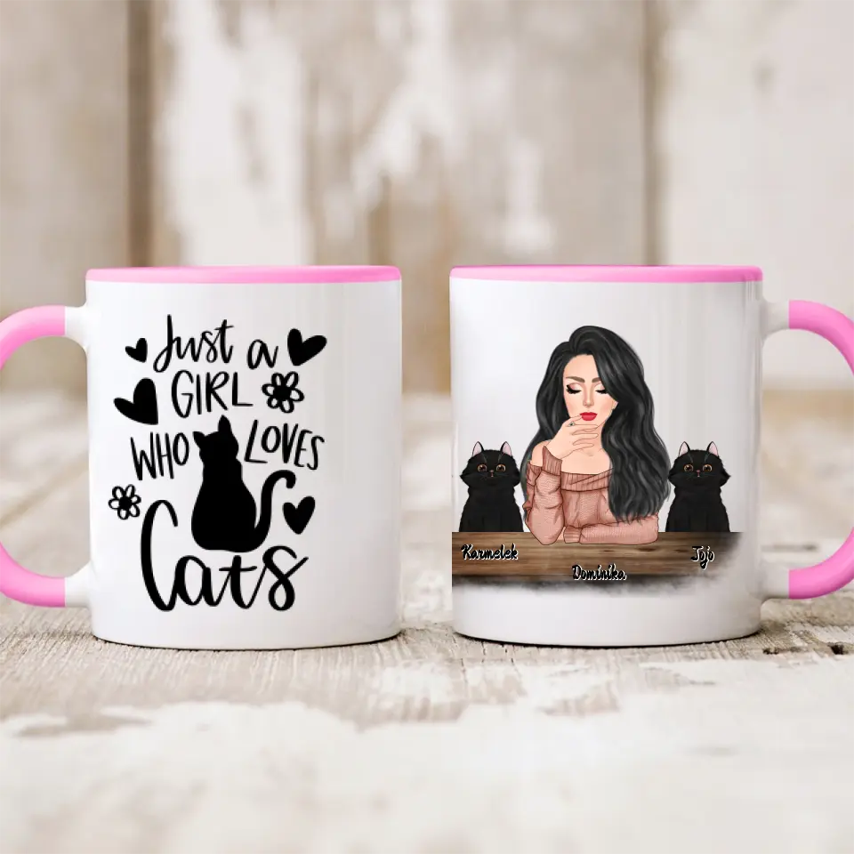 Hrnek s kočkou - Žena + 1-3 domácí zvířata #2
