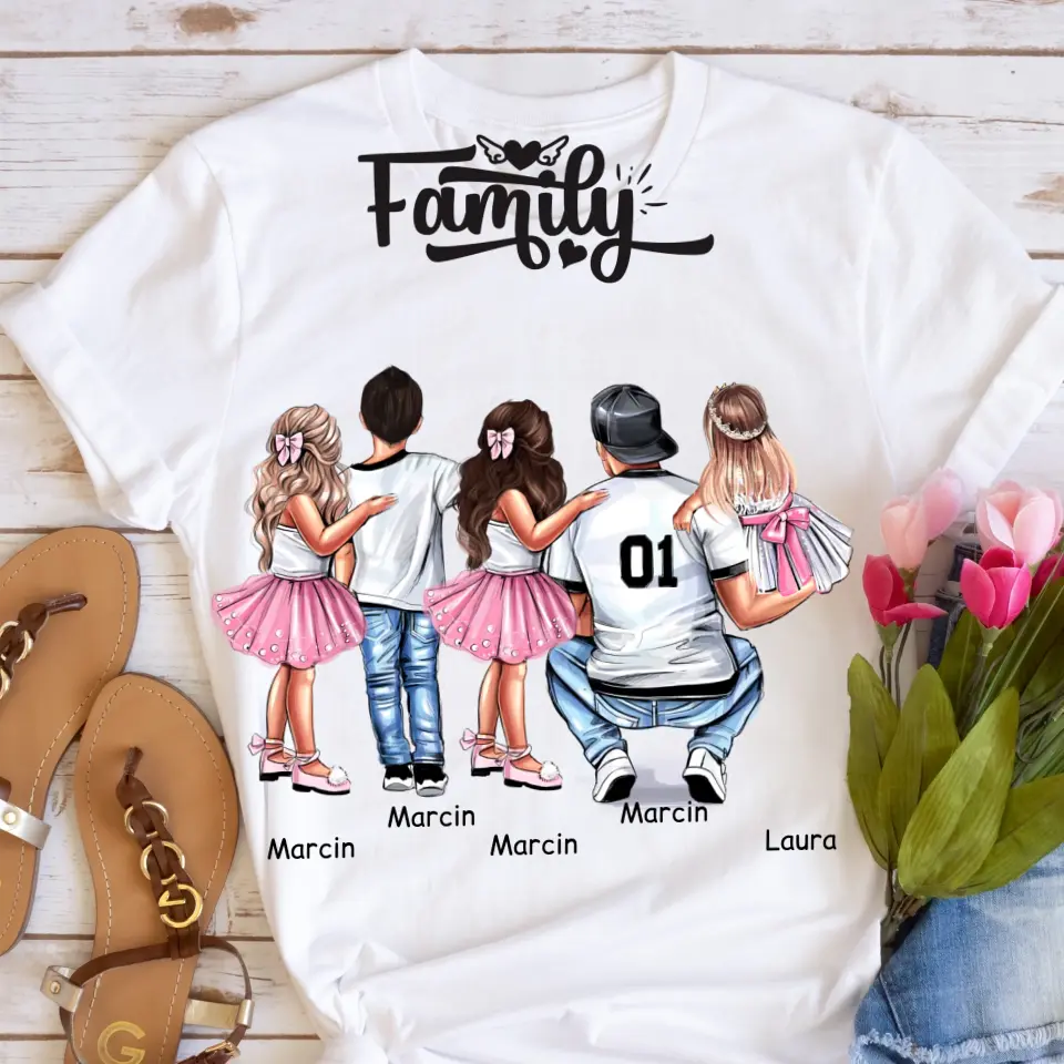 Rodinné tričko (personalizované) - pro tátu + 1-4 děti #15
