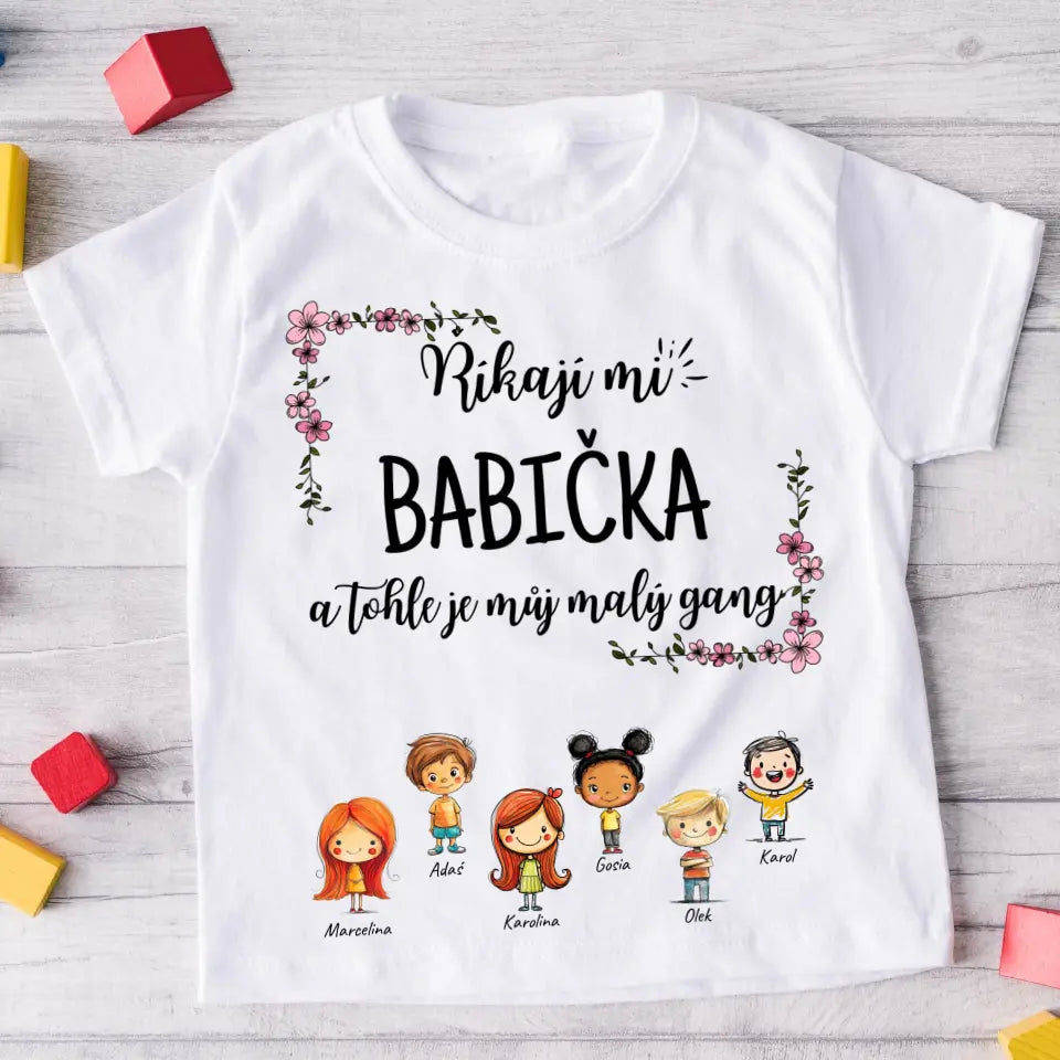 Rodinné tričko (personalizované) - Babička + 1-6 vnoučat #182