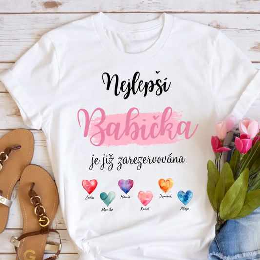 Rodinné tričko (personalizované) - Babička + 1-6 vnoučat #185