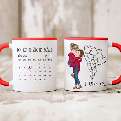 Hrnek pro páry s kalendářem - Personalizovaný - Valentýnský dárek #2665