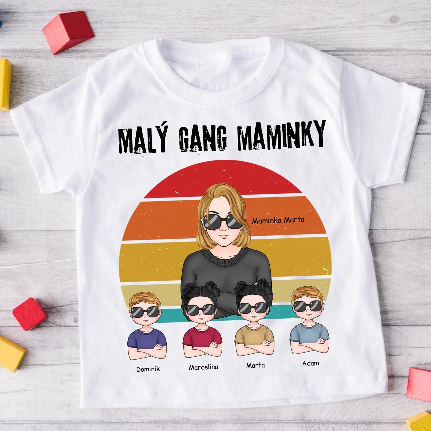 Tričko se vzorem pro maminku a děti – malý gang – Personalizované – Dárek ke Dni matek #811