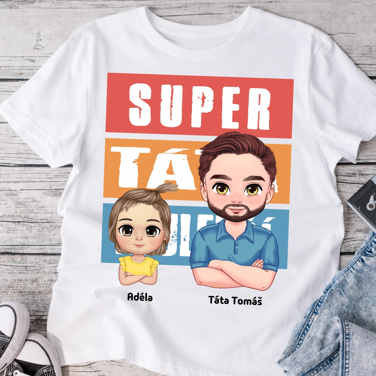 Tričko pro tátu - Super táta - Personalizované - Dárek ke Dni otců #2472