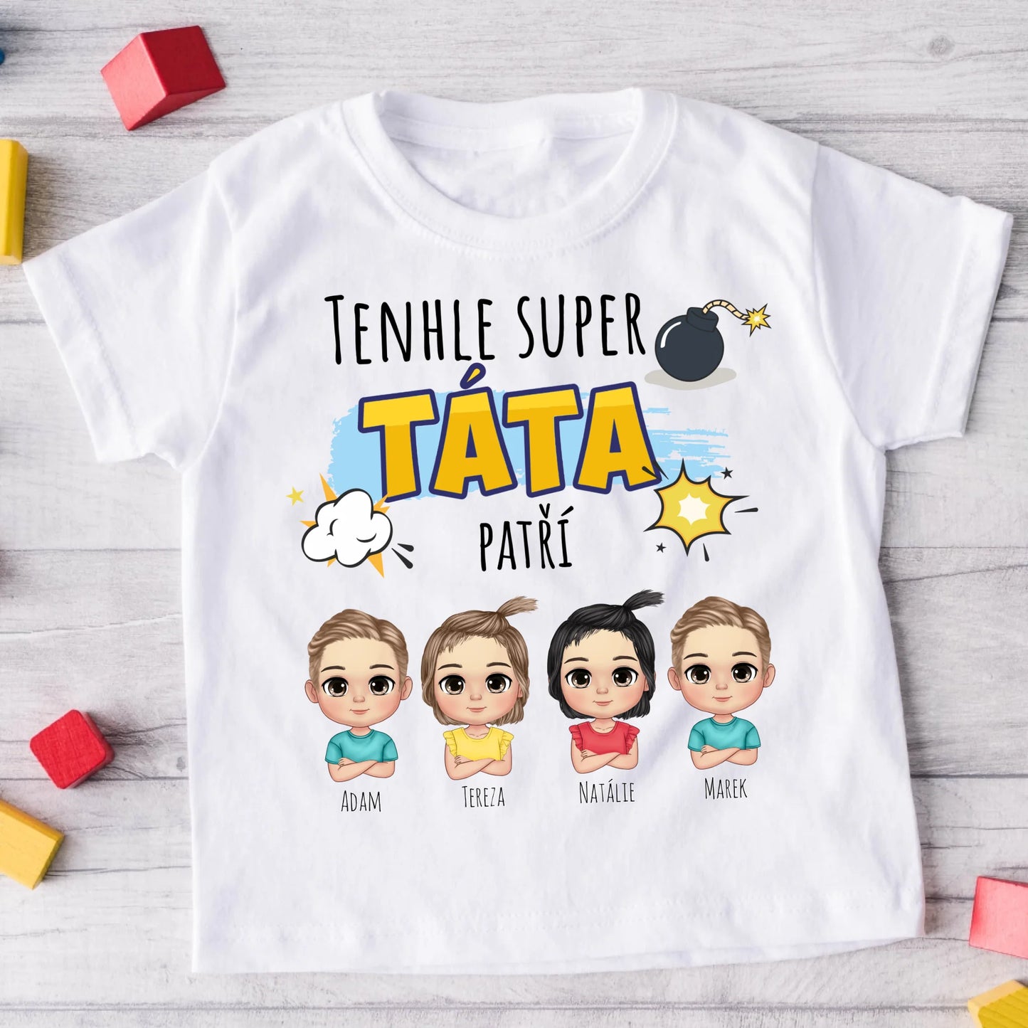Tričko pro tátu a děti - Personalizované - Dárek ke Dni otců #4629