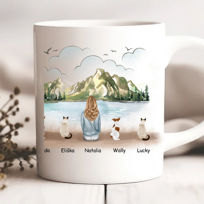 Hrnek žena + max. 4 domácí zvířata