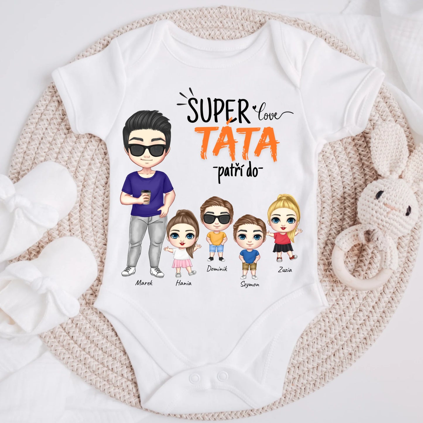 Tričko se vzorem táta a 1-4 děti - Personalizované (rodinné) #8421