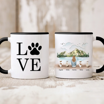 Hrnek žena + max. 4 domácí zvířata