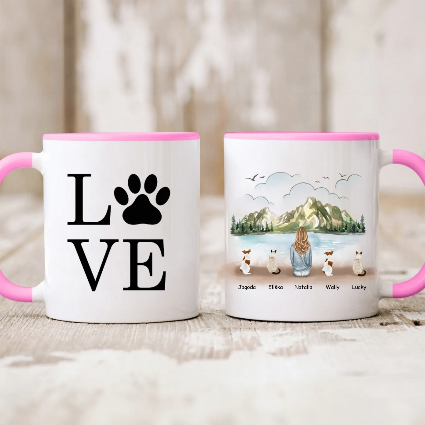 Hrnek žena + max. 4 domácí zvířata