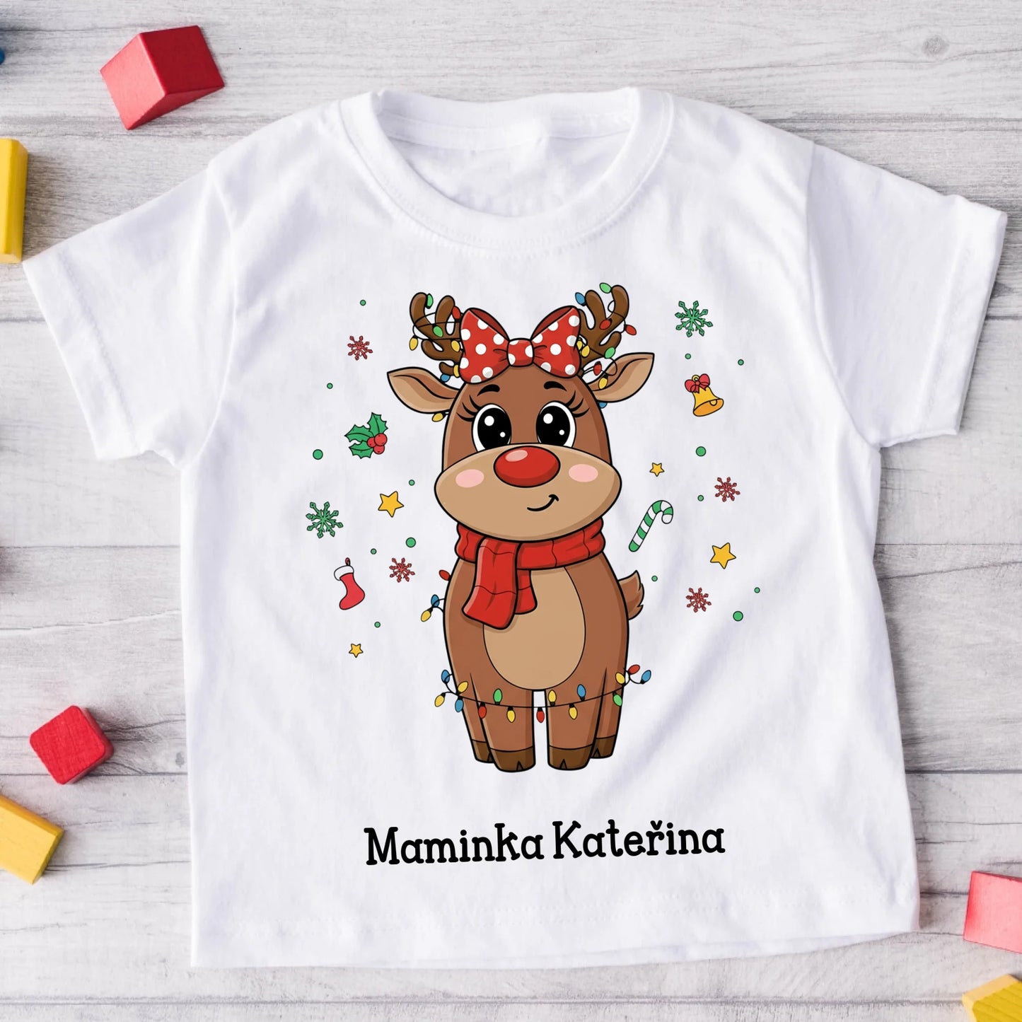 Vánoční tričko pro celou rodinu s sobem #042