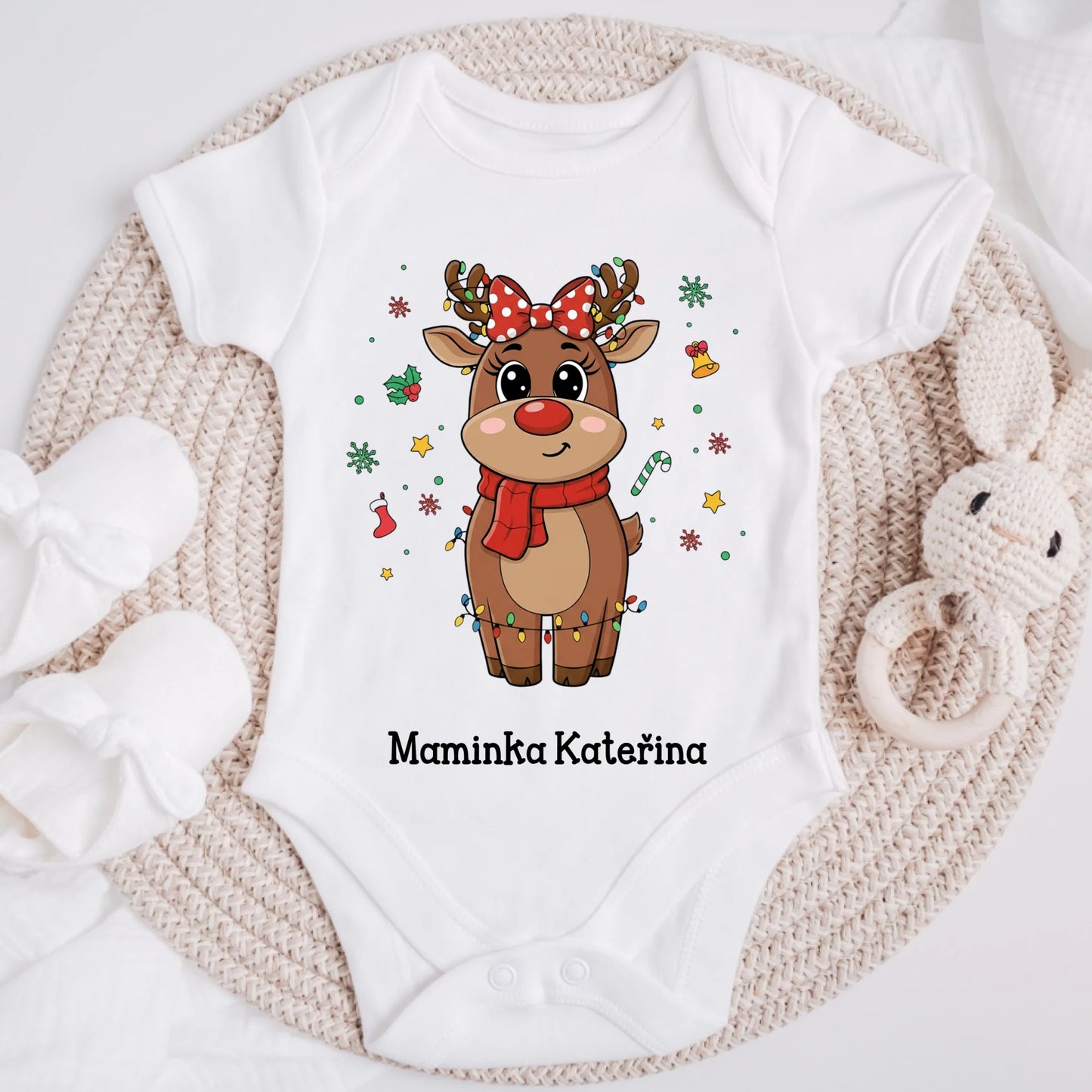 Vánoční tričko pro celou rodinu s sobem #042