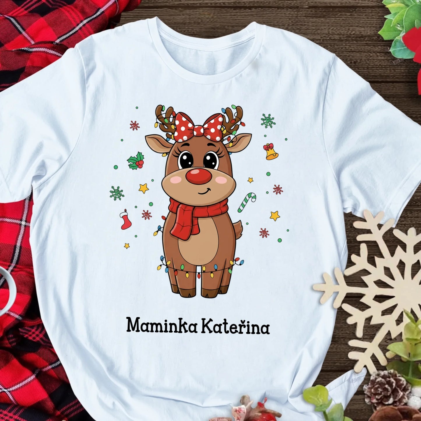 Vánoční tričko pro celou rodinu s sobem #042