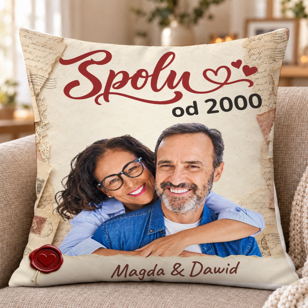 Poduszka dla par ze zdjęciem - Razem od - Personalizowana #62841 — mockup cmub8lkqh0hbeng1w991z08s0