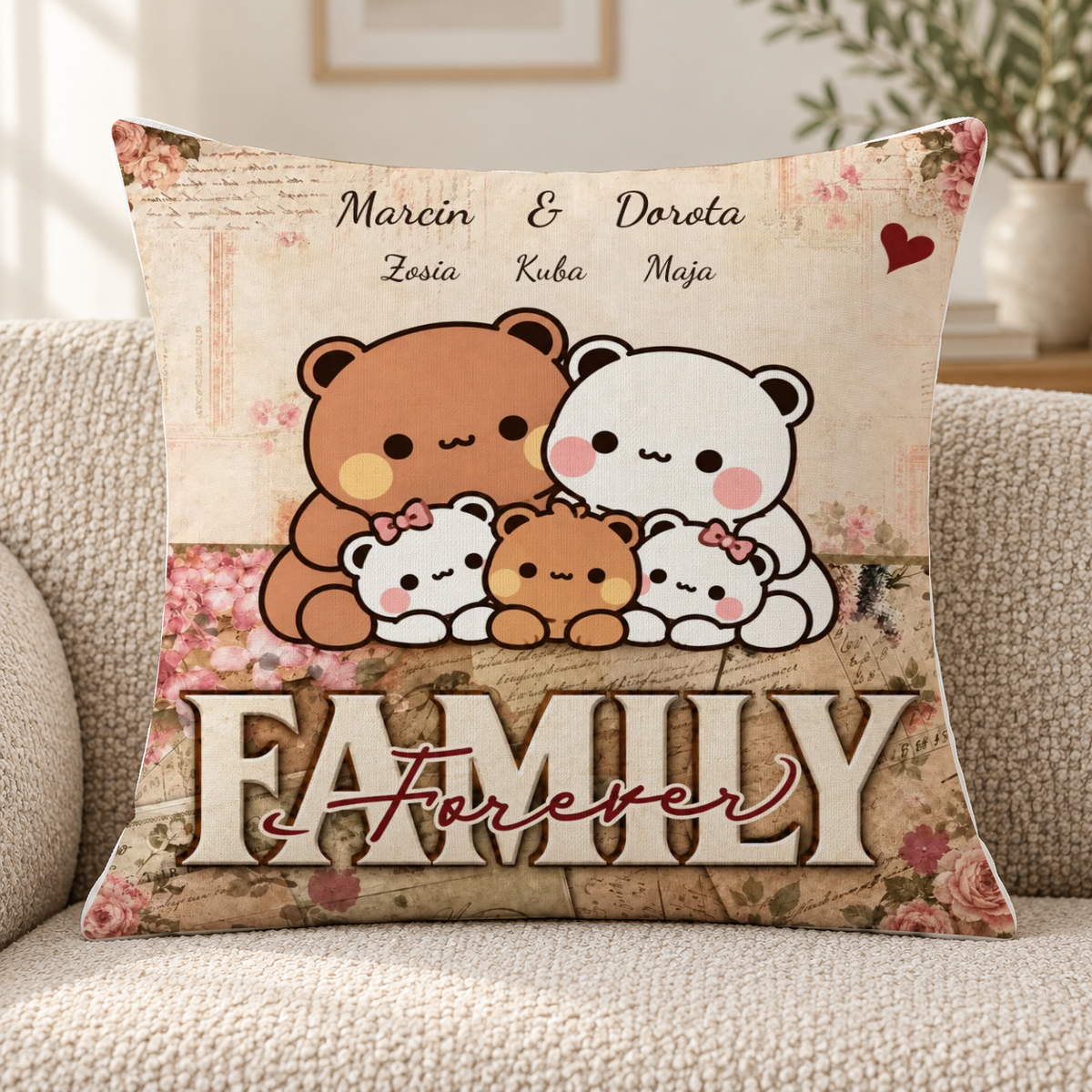 Poduszka personalizowana dla rodziny z misiami #374837 — mockup cmuea43kc0003mr0h1d5jqpd4