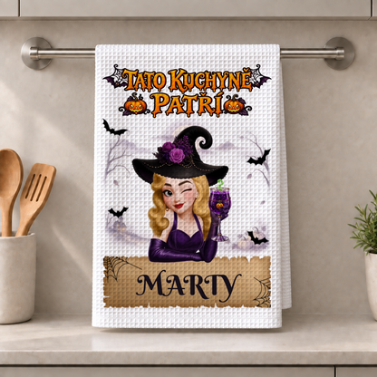 Kuchyňská utěrka – tato kuchyně patří – Personalizovaný dárek na Halloween #500972
